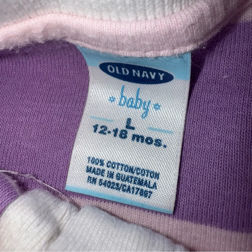 Y2K (2003) Old Navy Kids Polo Shirt with Purple and Pink Stripes